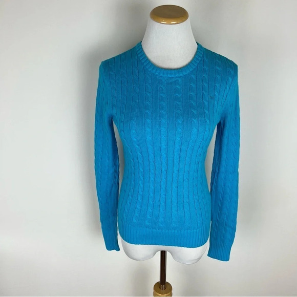 Lilly Pulitzer Crewneck Cable Knit 100% Cotton Sweater Bright Blue Size XS - Picture 1 of 5
